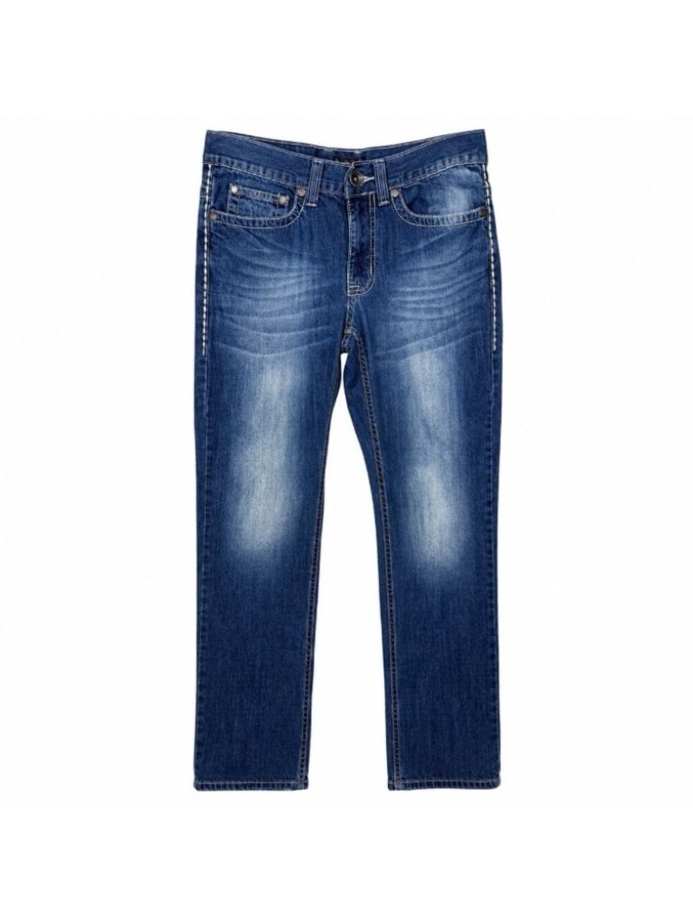 Helix Jeans Mens 29X30 Straight Leg Embroidered Y2K Cotton Grunge Goth Logo Flap